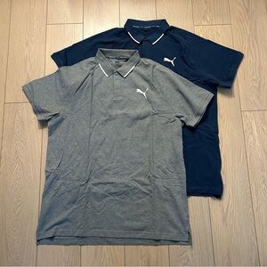 Puma Men's Polo Shirt Bundle Lot: Grey & Blue Pique Cotton Blend Golf